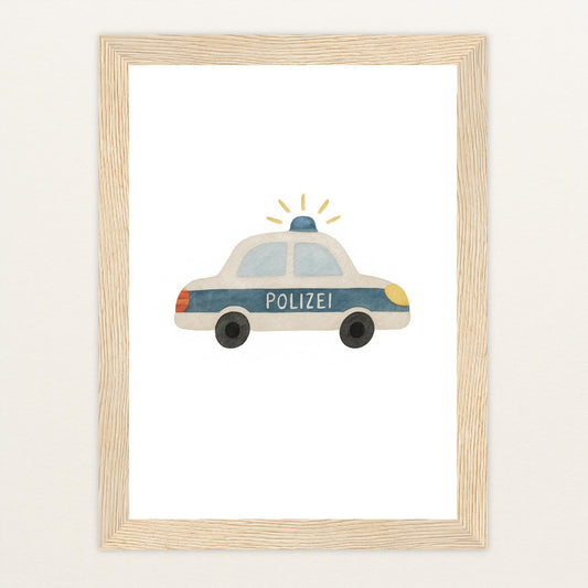 Polizei Poster mit Holzrahmen von tinylearner