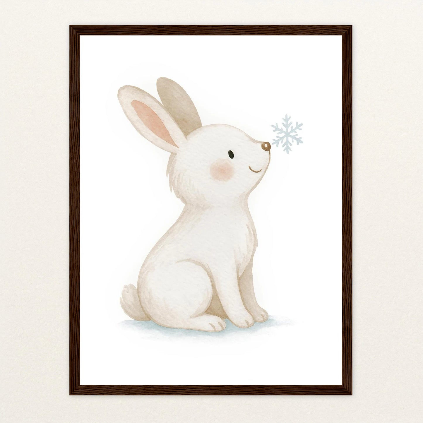 Sina der Schneehase Poster mit Holzrahmen von tinylearner