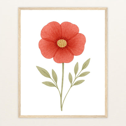 Mohnblume Poster mit Holzrahmen von tinylearner