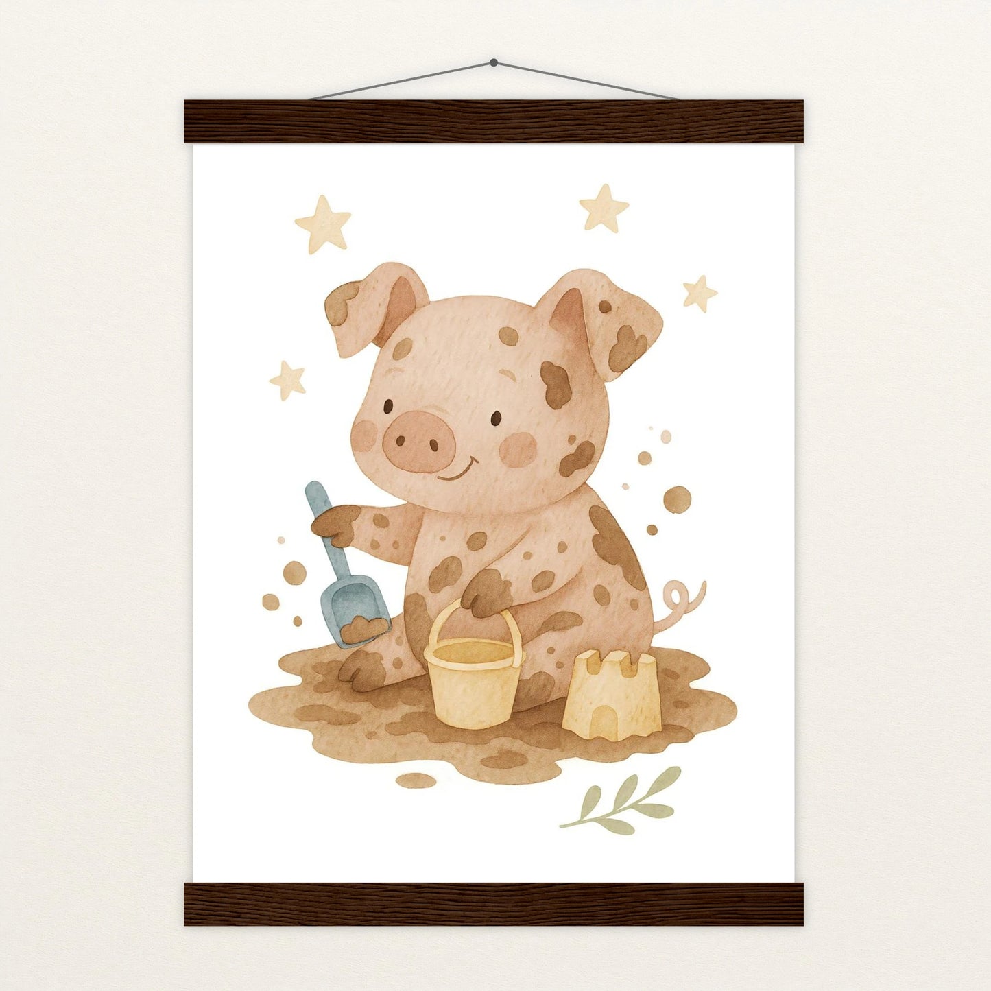 Susi das Schwein - Motiv: "Sandkasten" Poster mit Leisten von tinylearner