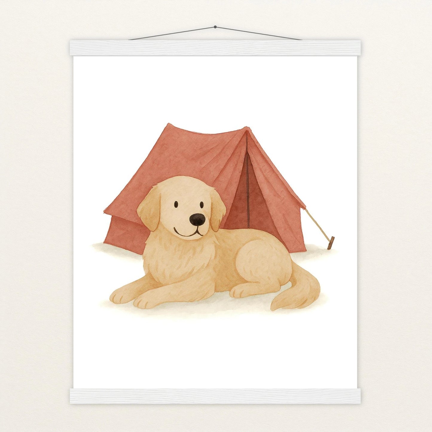 Hugo der Hund - Motiv: "Zelt" Poster mit Leisten von tinylearner