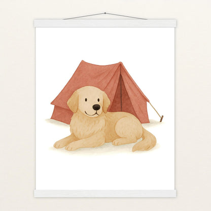 Hugo der Hund - Motiv: "Zelt" Poster mit Leisten von tinylearner