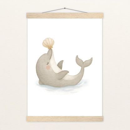 Dora der Delfin - Motiv: "Muschel" Poster mit Leisten von tinylearner