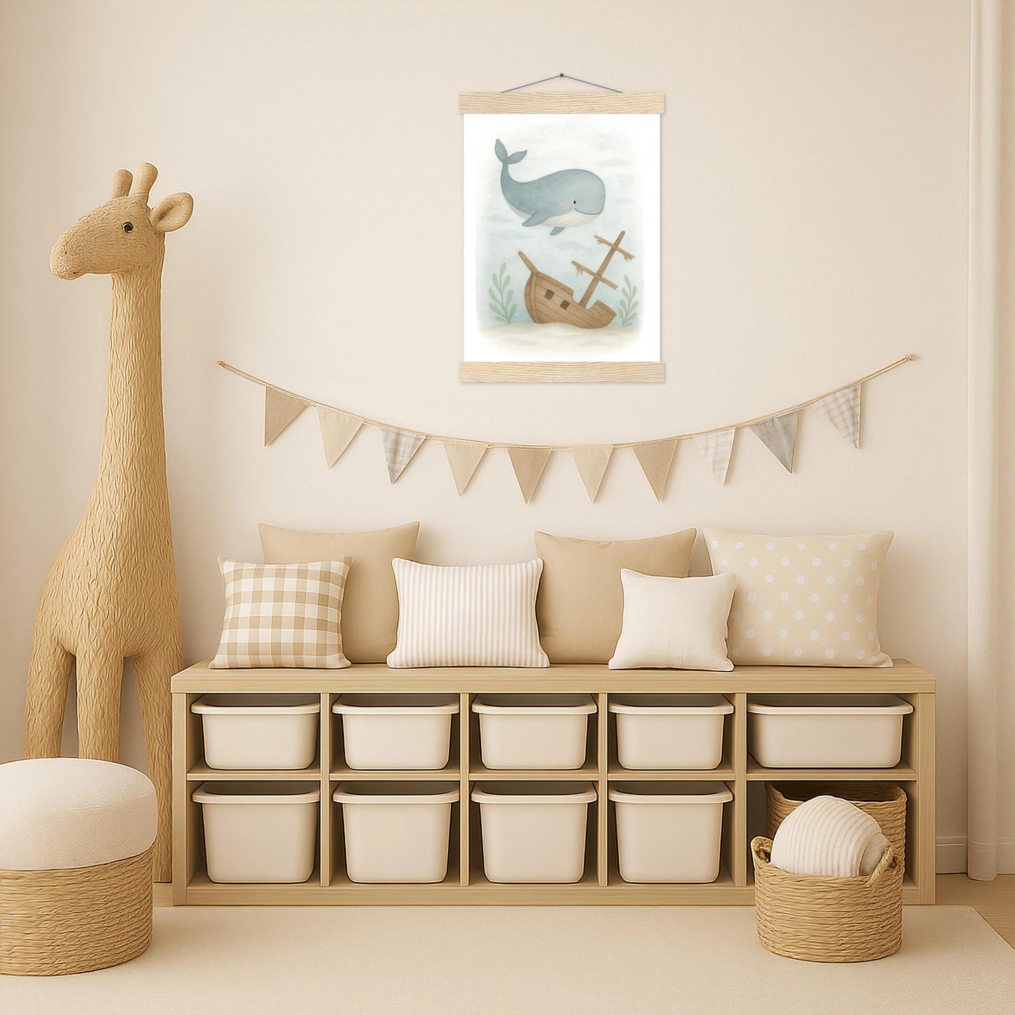 Willi der Wal - Motiv: "Schiffswrack" Poster mit Leisten von tinylearner