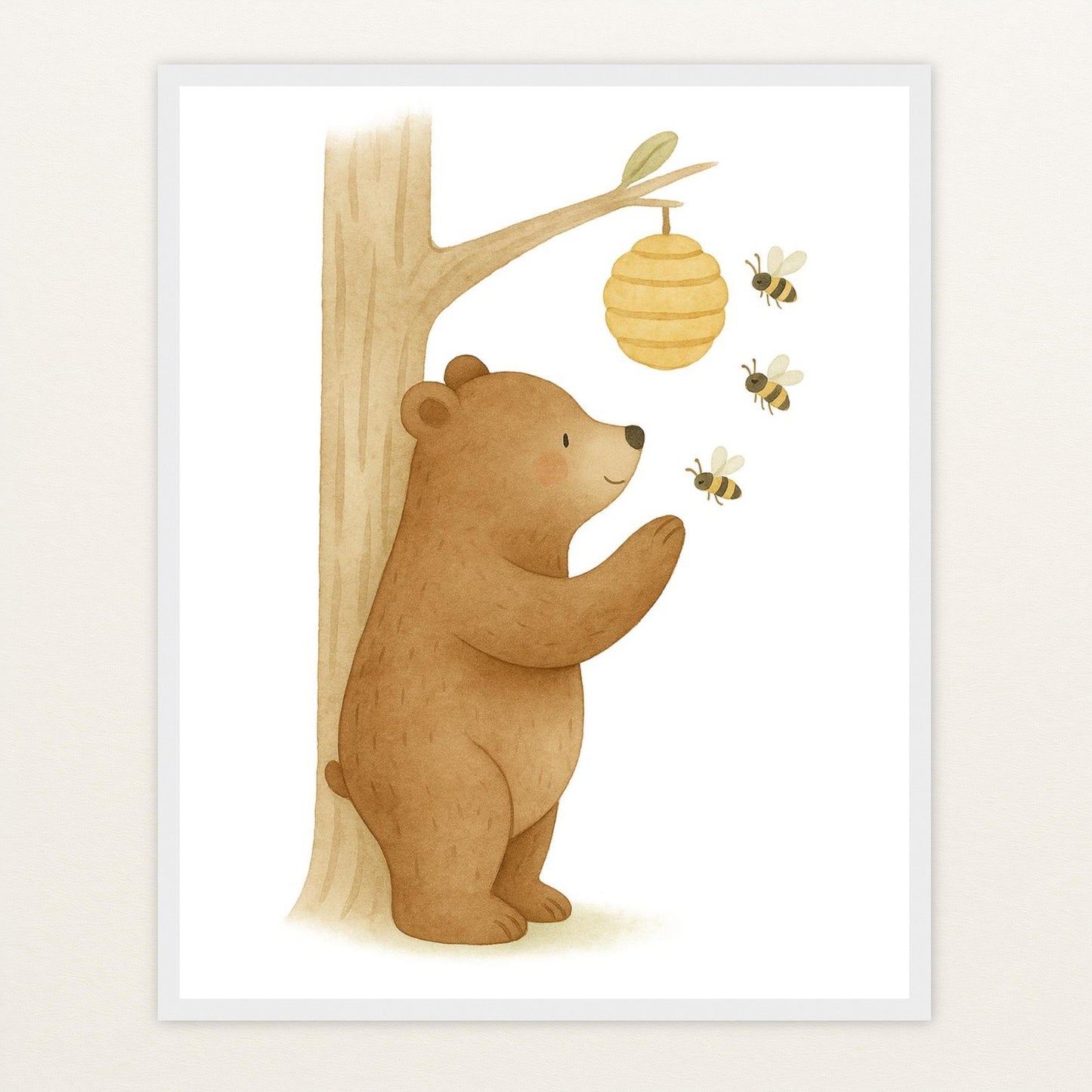 Balu der Bär - Motiv: "Bienenstock" Poster mit Holzrahmen von tinylearner