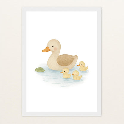 Gusi die Gans - Motiv: "Teich" Poster mit Holzrahmen von tinylearner