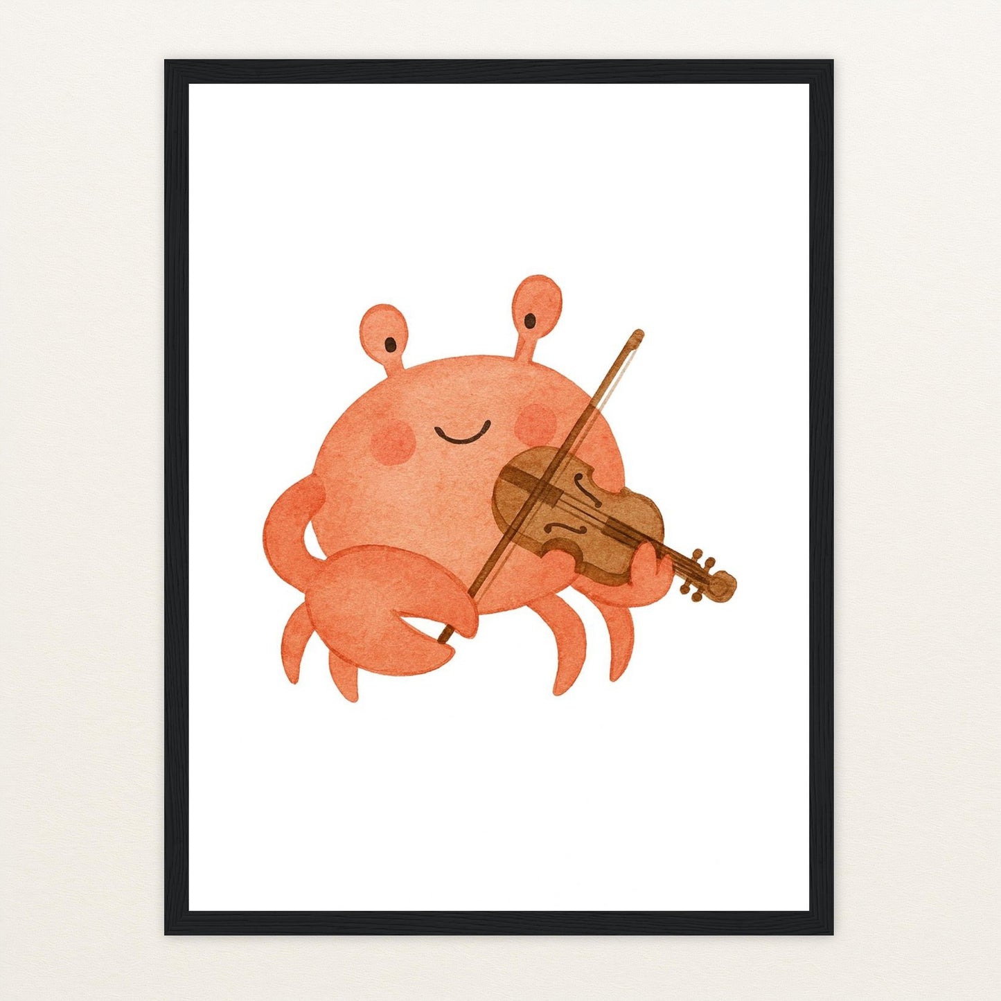 Krabbi der Krebs - Motiv: "Geige" Poster mit Holzrahmen von tinylearner