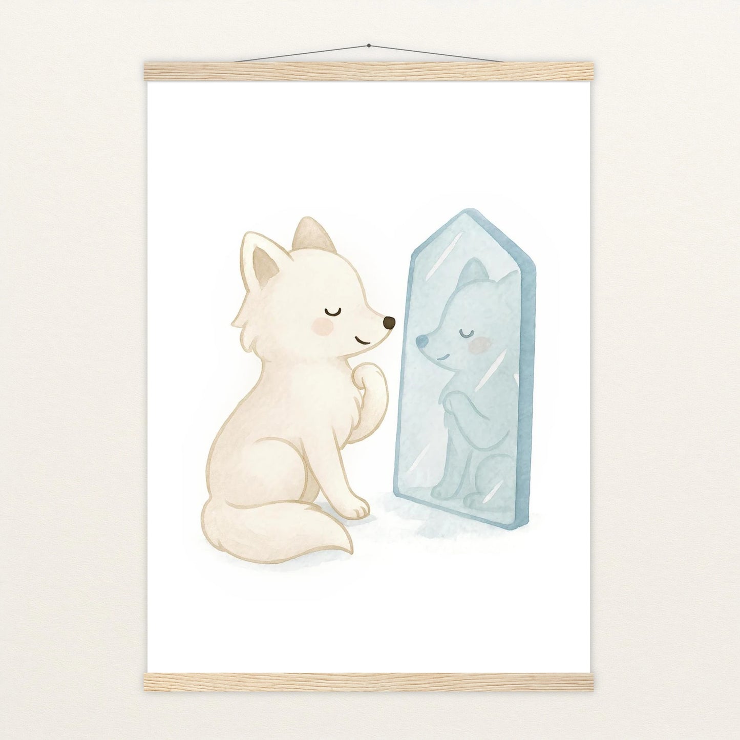 Pino der Polarfuchs - Motiv: "Spiegel" Poster mit Leisten von tinylearner