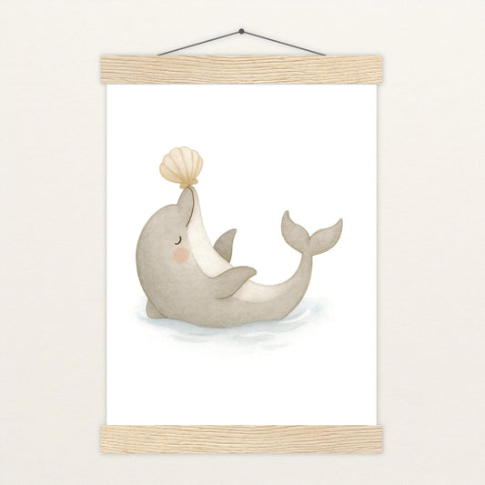 Dora der Delfin - Motiv: "Muschel" Poster mit Leisten von tinylearner