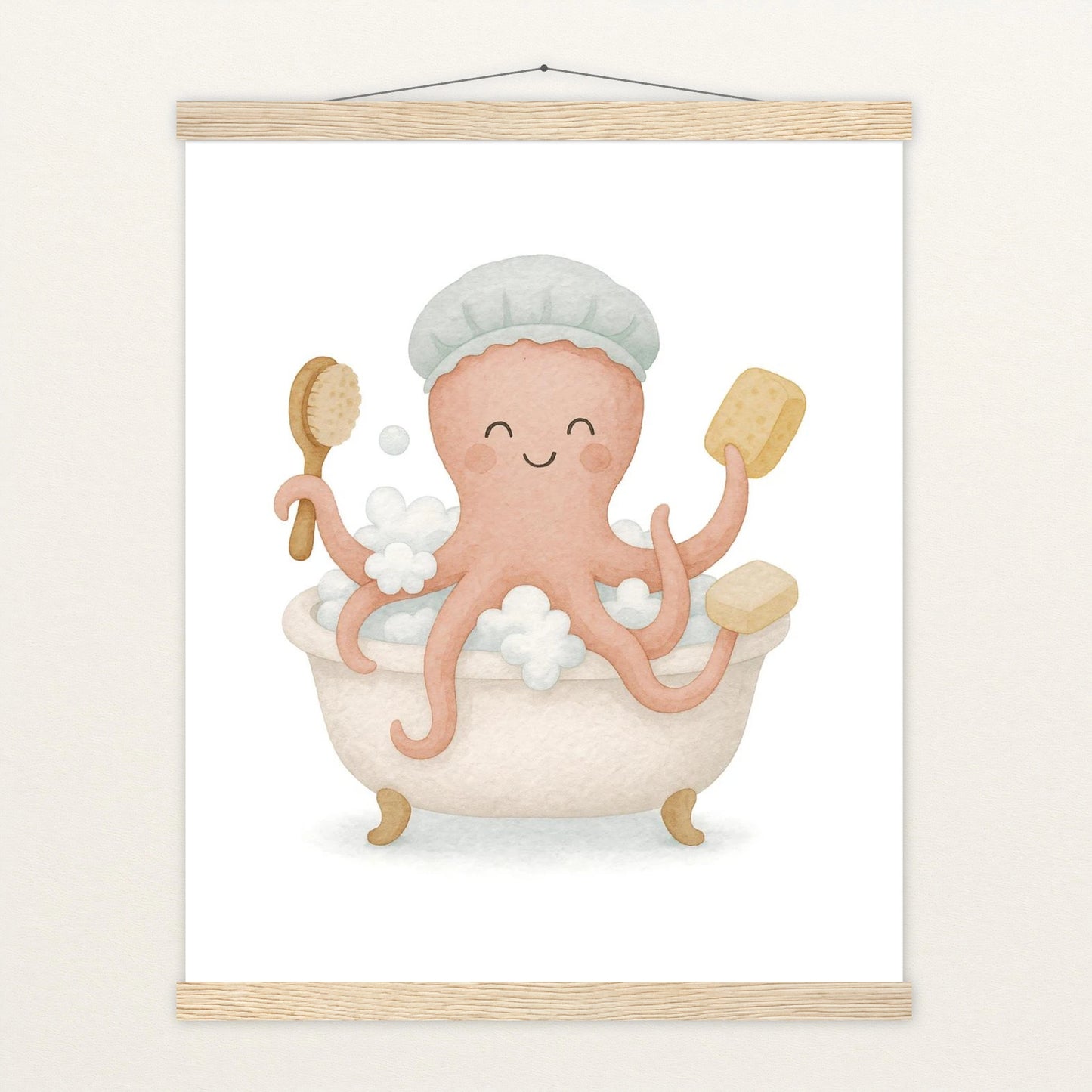 Tilli der Tintenfisch - Motiv: "Baden" Poster mit Leisten von tinylearner