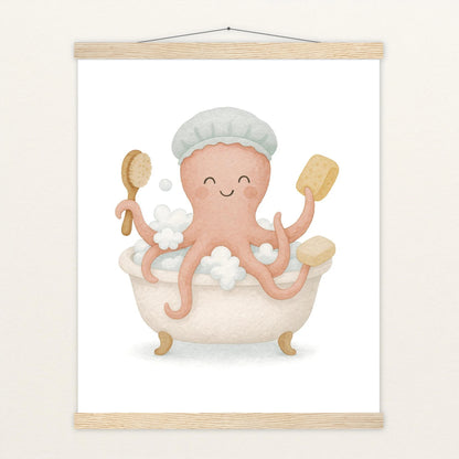 Tilli der Tintenfisch - Motiv: "Baden" Poster mit Leisten von tinylearner