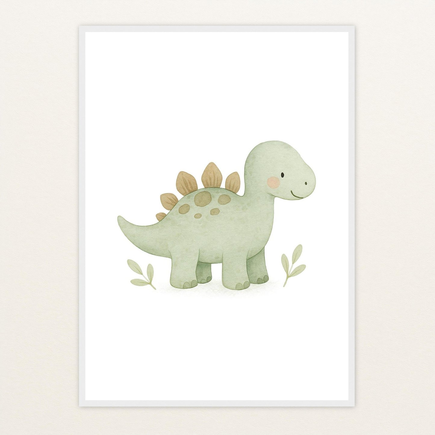 Dinosaurier Stegosaurus Poster mit Holzrahmen von tinylearner