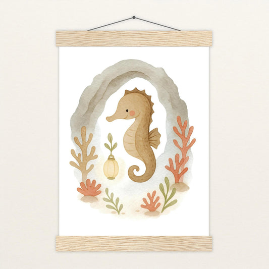 Suri das Seepferdchen - Motiv: "Höhle" Poster mit Leisten von tinylearner