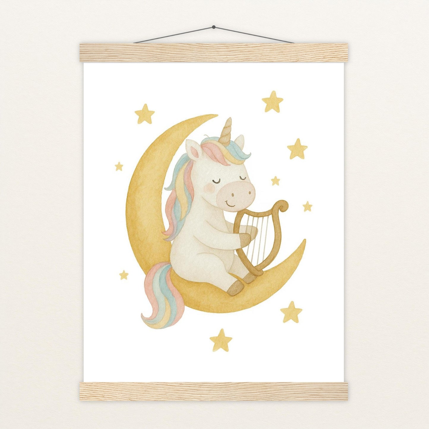 Luni das Einhorn - Motiv: "Mond" Poster mit Leisten von tinylearner