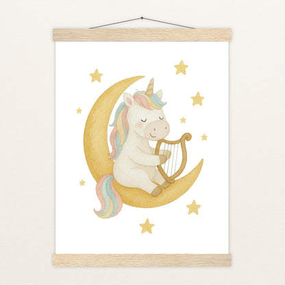 Luni das Einhorn - Motiv: "Mond" Poster mit Leisten von tinylearner