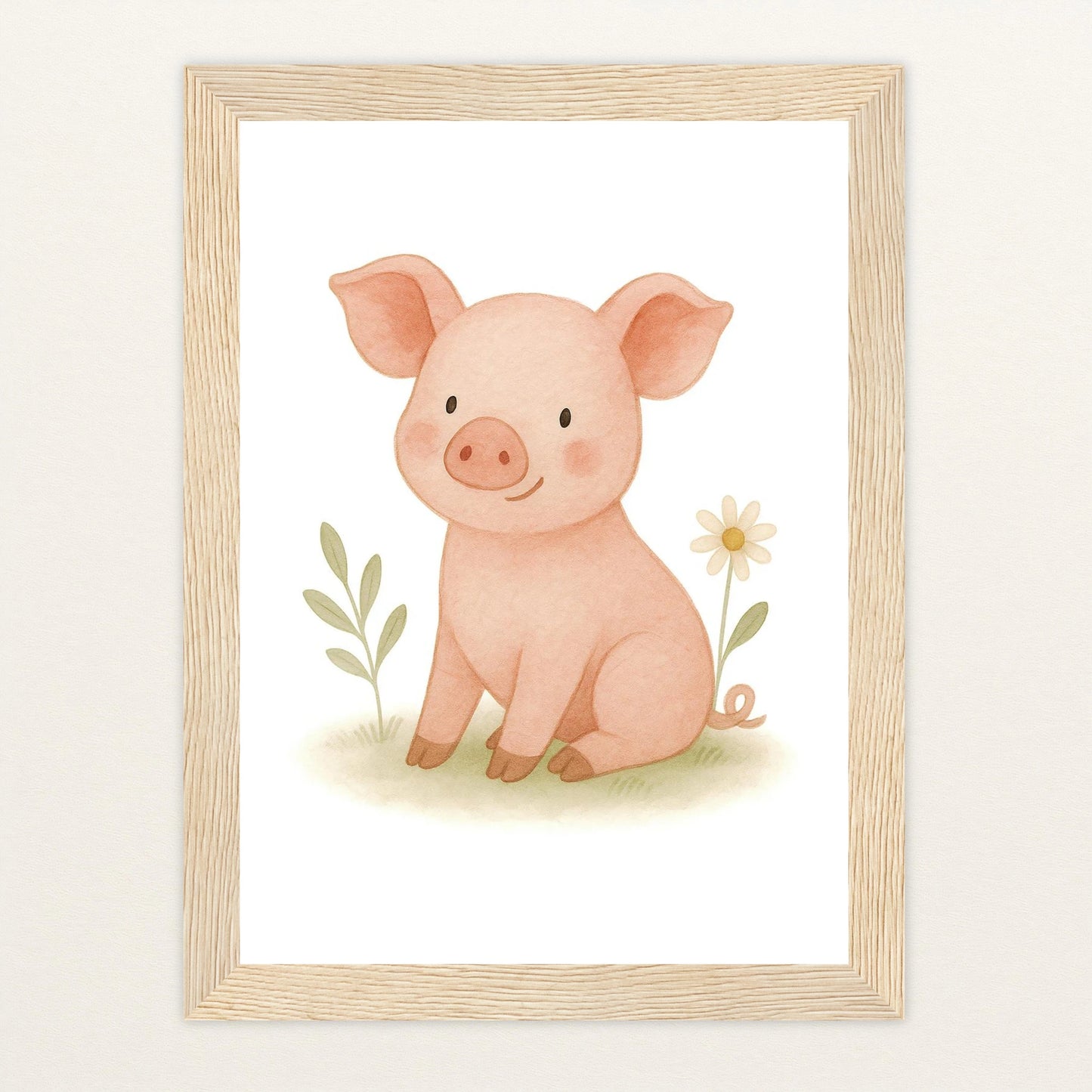 Susi das Schwein Poster mit Holzrahmen von tinylearner