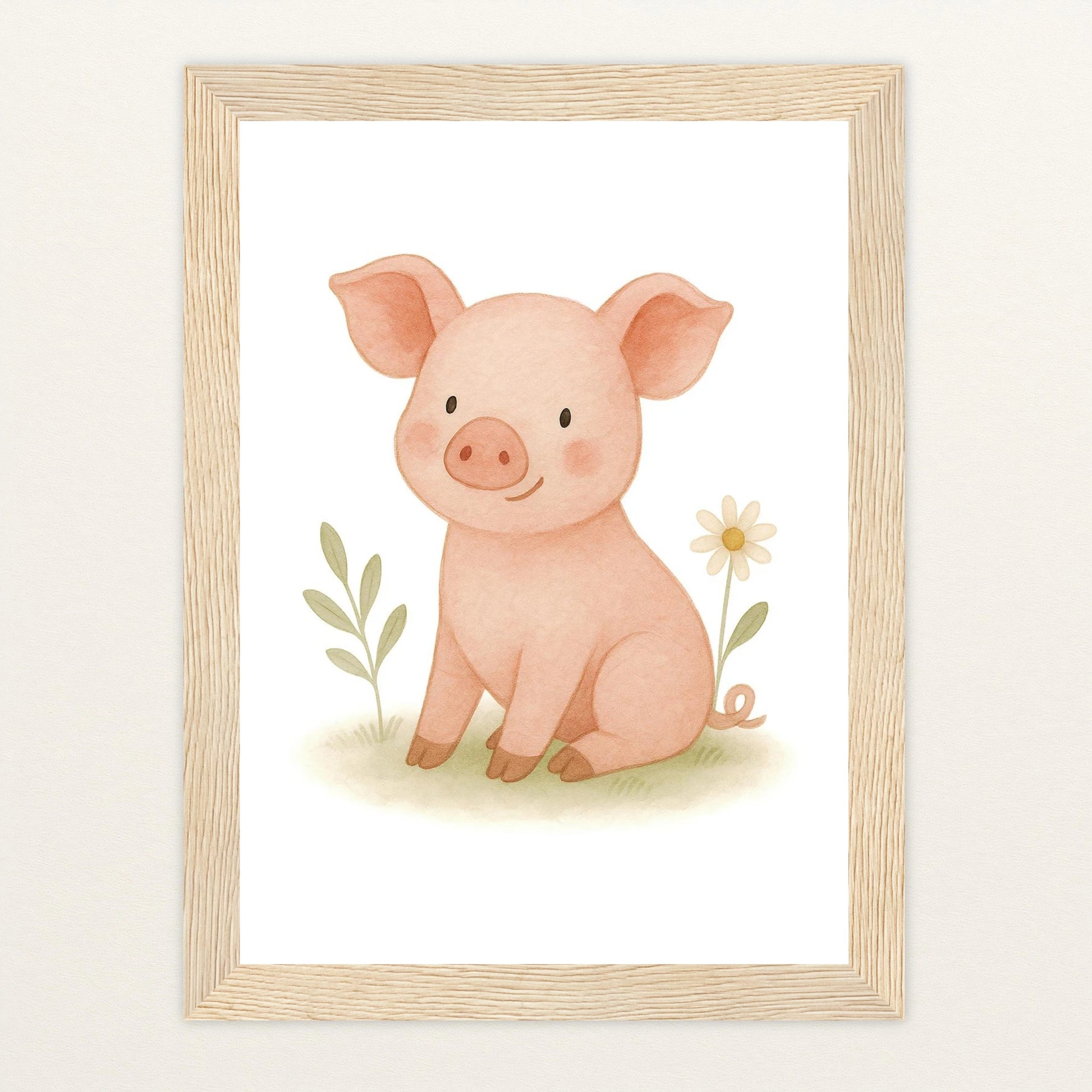 Susi das Schwein Poster mit Holzrahmen von tinylearner