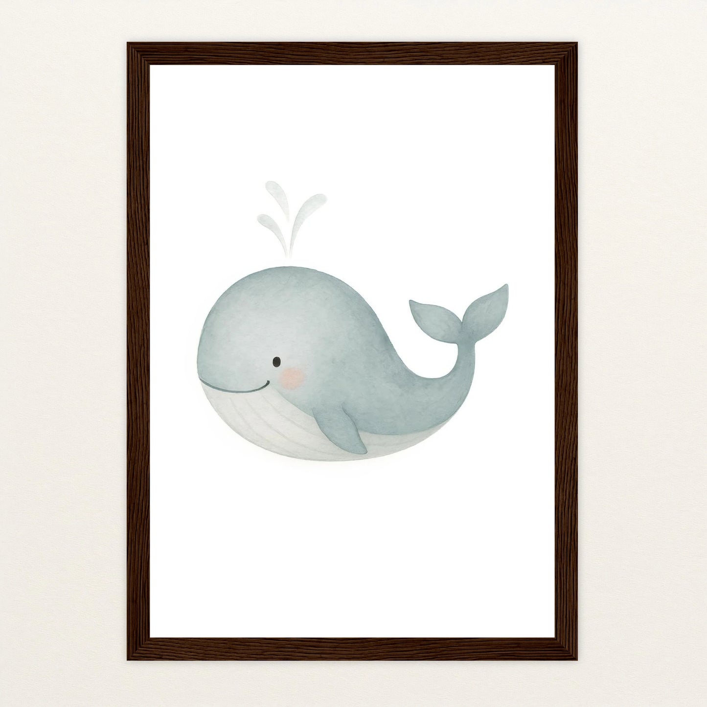 Willi der Wal Poster mit Holzrahmen von tinylearner