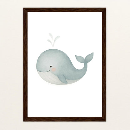 Willi der Wal Poster mit Holzrahmen von tinylearner