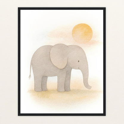 Emil der Elefant - Motiv: "Sonne" Poster mit Holzrahmen von tinylearner