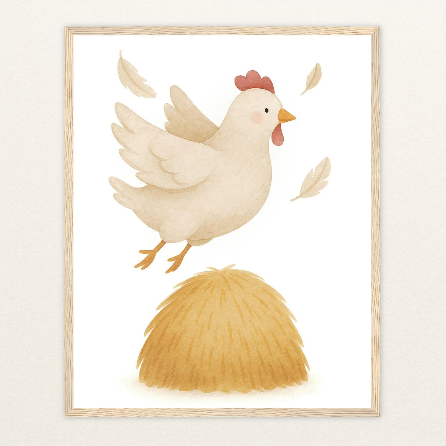 Hanni das Huhn - Motiv: "Heu" Poster mit Holzrahmen von tinylearner