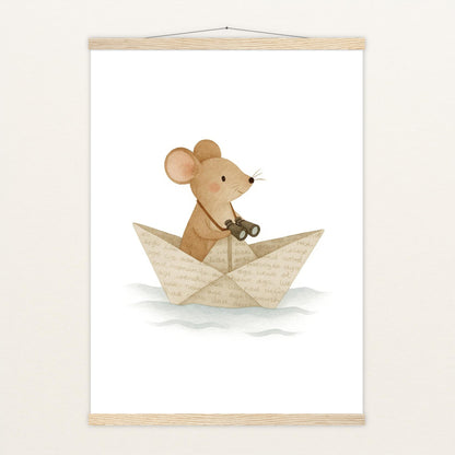 Mimi die Maus - Motiv: "Papierschiff" Poster mit Leisten von tinylearner