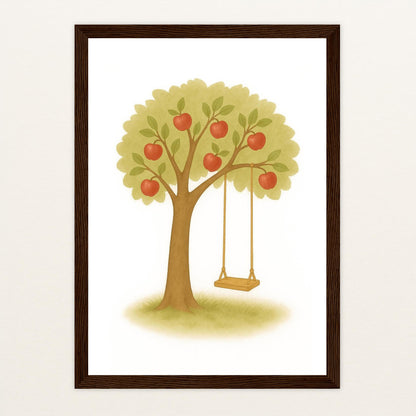 Apfelbaum Poster mit Holzrahmen von tinylearner