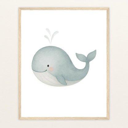 Willi der Wal Poster mit Holzrahmen von tinylearner