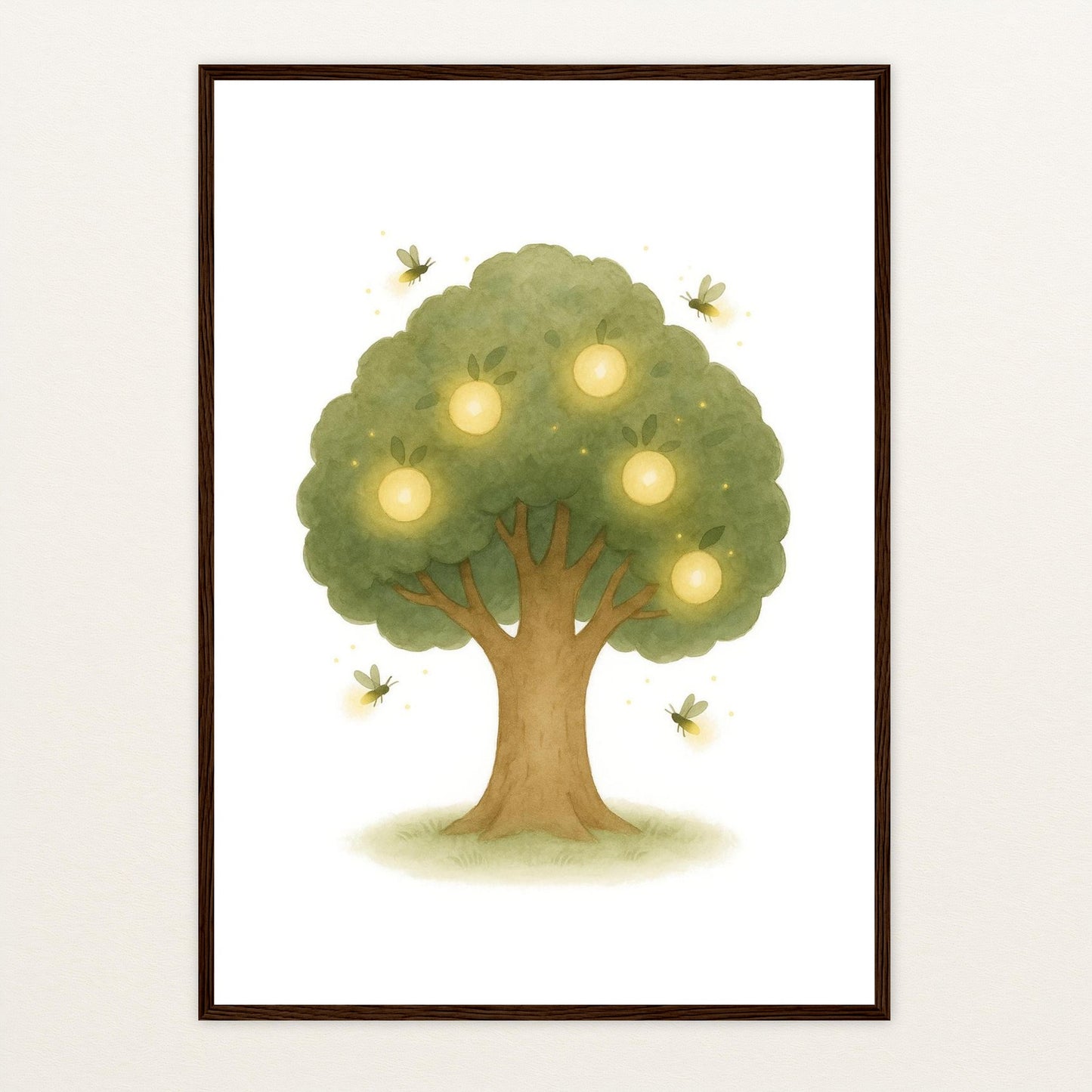 Leuchtbaum Poster mit Holzrahmen von tinylearner