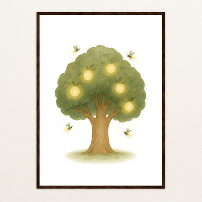 Leuchtbaum Poster mit Holzrahmen von tinylearner