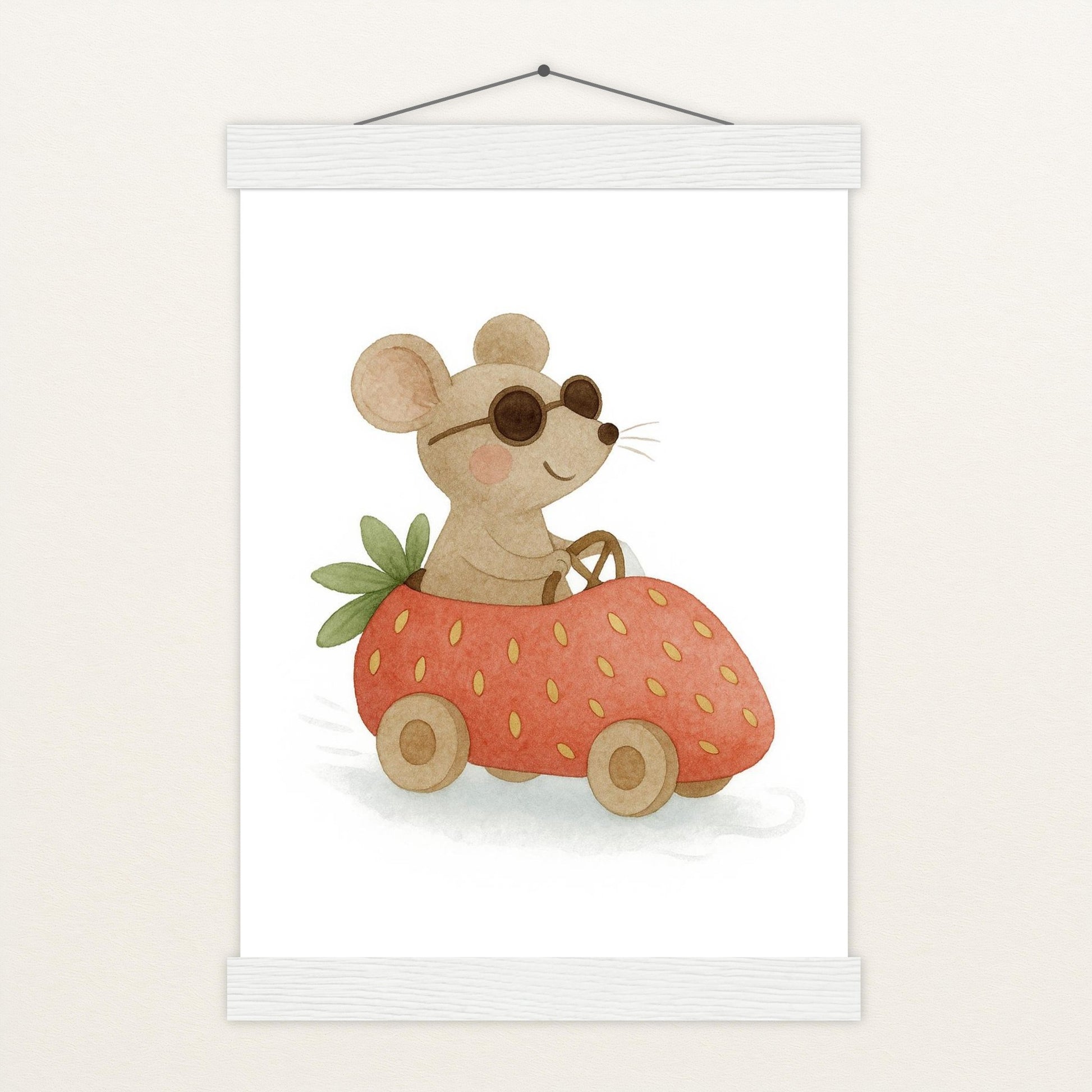 Mimi die Maus - Motiv: "Erdbeerwagen" Poster mit Leisten von tinylearner