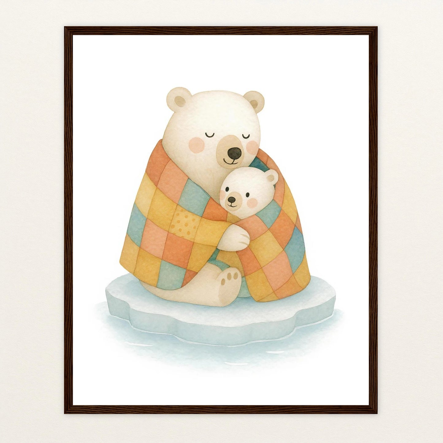 Pummel der Polarbär - Motiv: "Familie" Poster mit Holzrahmen von tinylearner