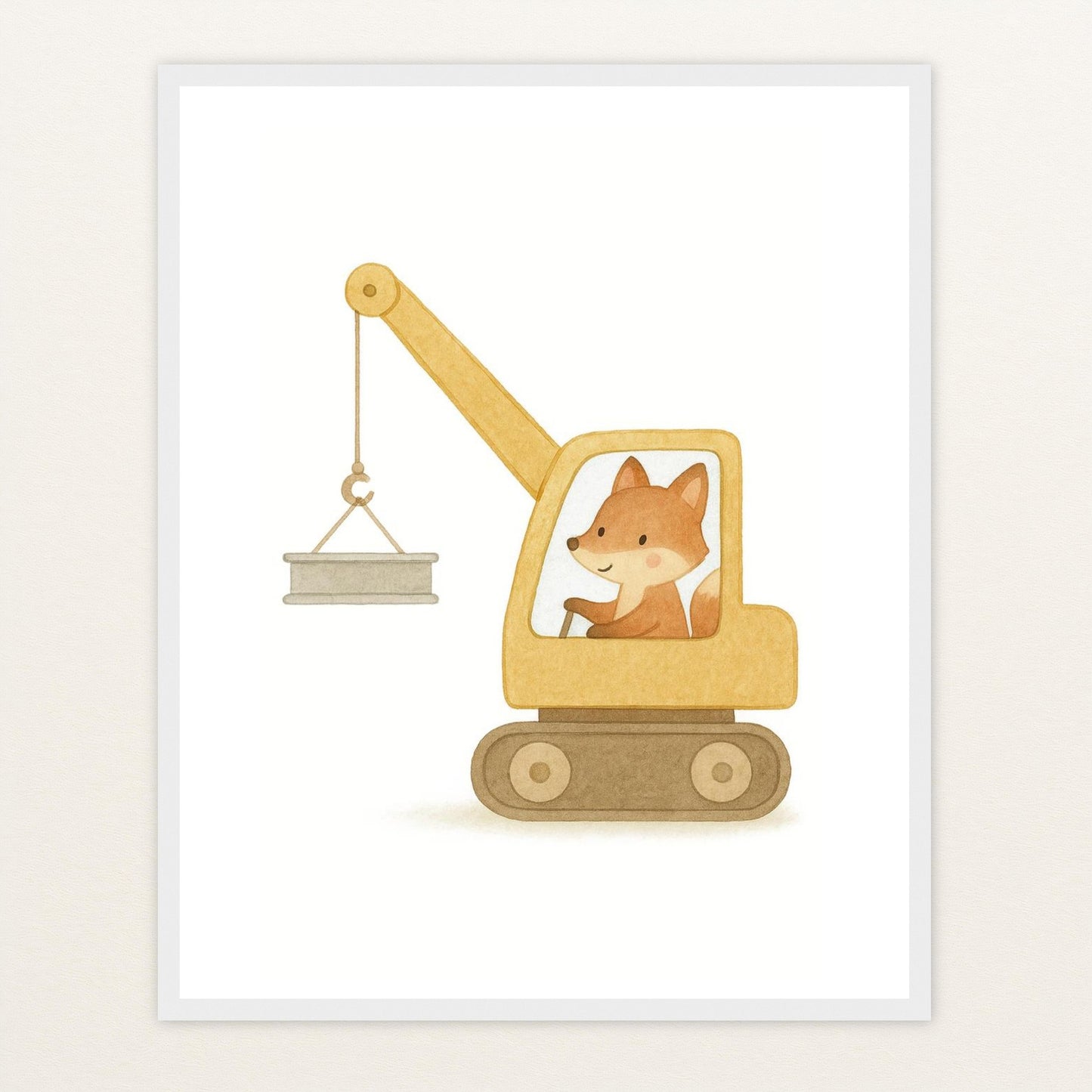 Finnegan der Fuchs - Motiv: "Kran" Poster mit Holzrahmen von tinylearner