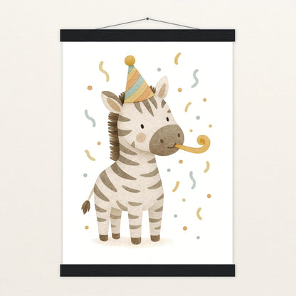 Zinni das Zebra - Motiv: "Party" Poster mit Leisten von tinylearner