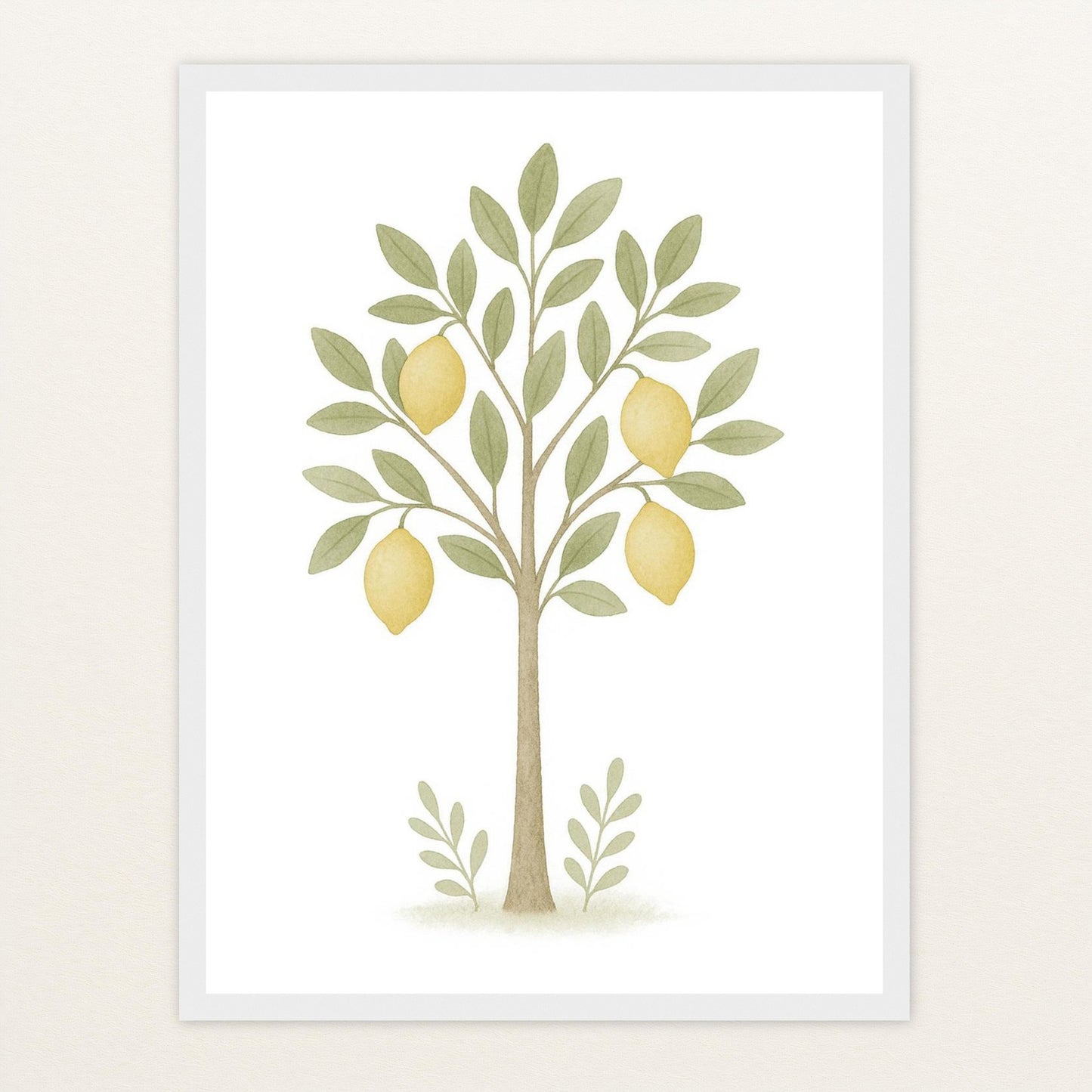 Zitronenbaum Poster mit Holzrahmen von tinylearner