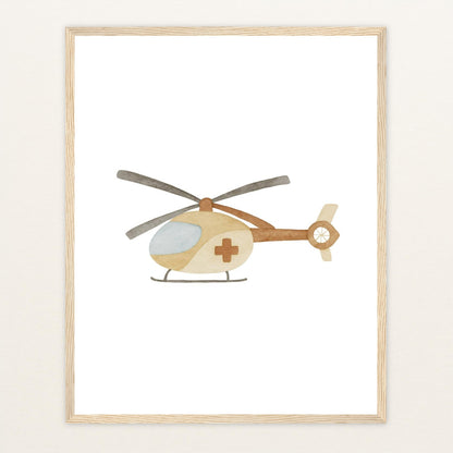 Rettungshubschrauber Poster mit Holzrahmen von tinylearner
