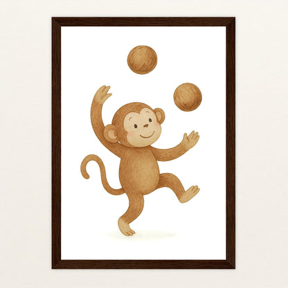 Aki der Affe - Motiv: "Kokosnuss" Poster mit Holzrahmen von tinylearner