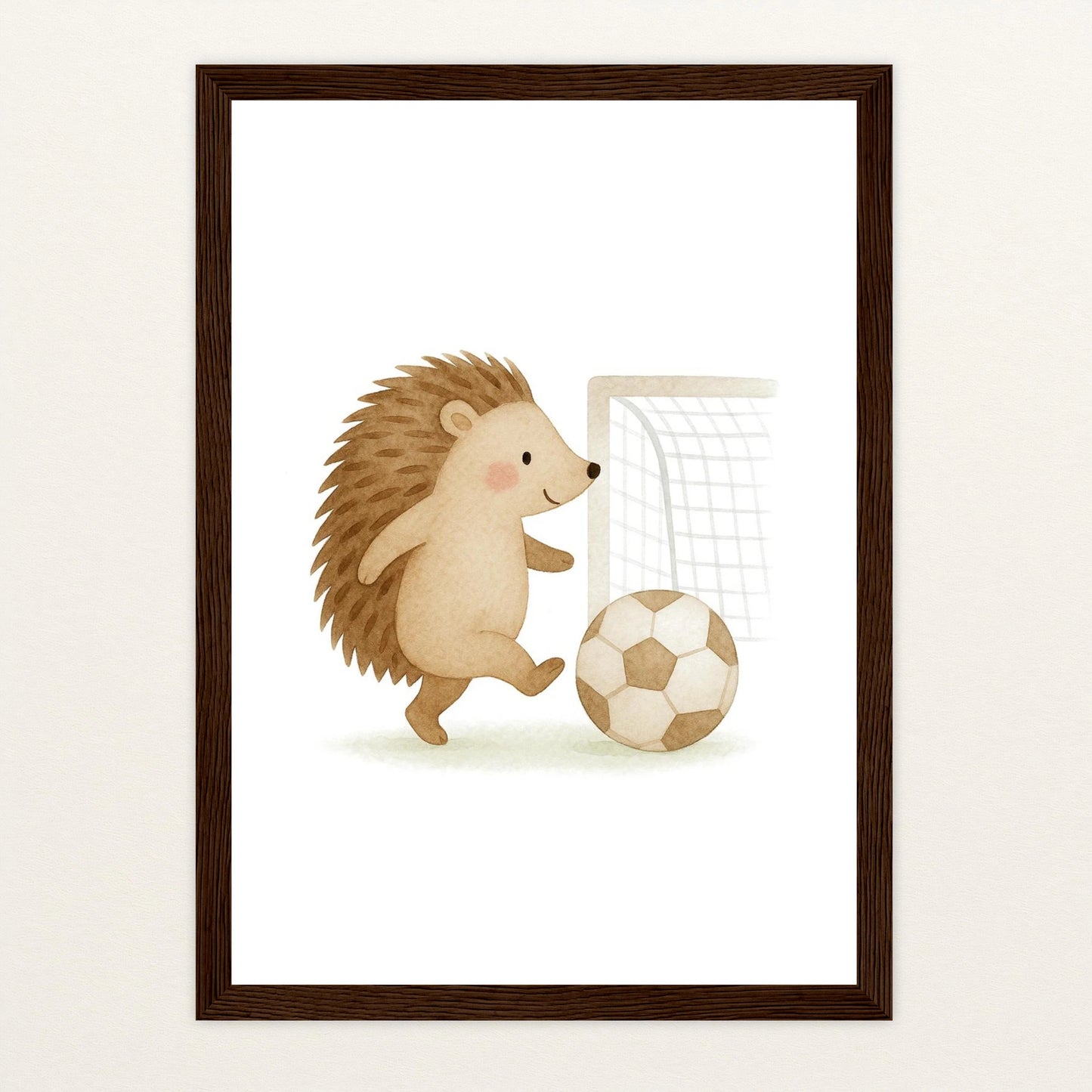 Iggi der Igel - Motiv: "Fußball" Poster mit Holzrahmen von tinylearner