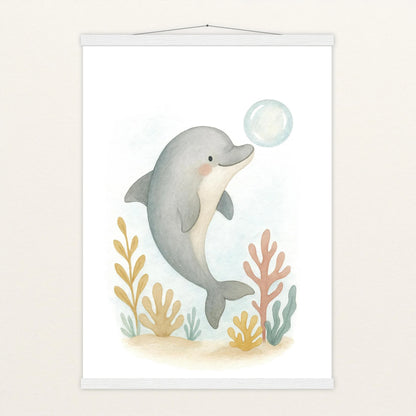 Dora der Delfin - Motiv: "Luftblase" Poster mit Leisten von tinylearner