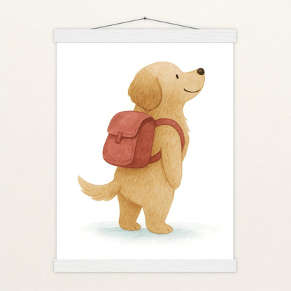 Hugo der Hund - Motiv: "Rucksack" Poster mit Leisten von tinylearner