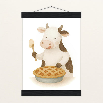Klara die Kuh - Motiv: "Kuchen" Poster mit Leisten von tinylearner