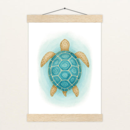 Sora die Schildkröte - Motiv: "Treiben" Poster mit Leisten von tinylearner