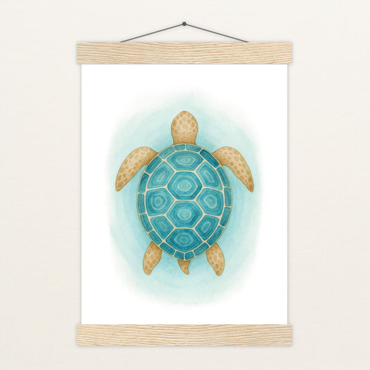 Sora die Schildkröte - Motiv: "Treiben" Poster mit Leisten von tinylearner