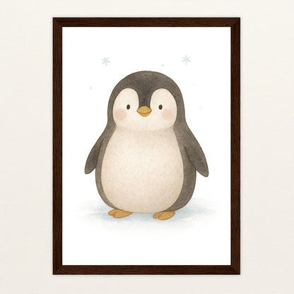 Pia der Pinguin Poster mit Holzrahmen von tinylearner