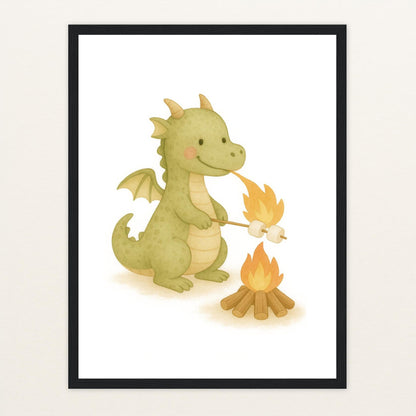 Drax der Drache - Motiv: "Marshmallows" Poster mit Holzrahmen von tinylearner