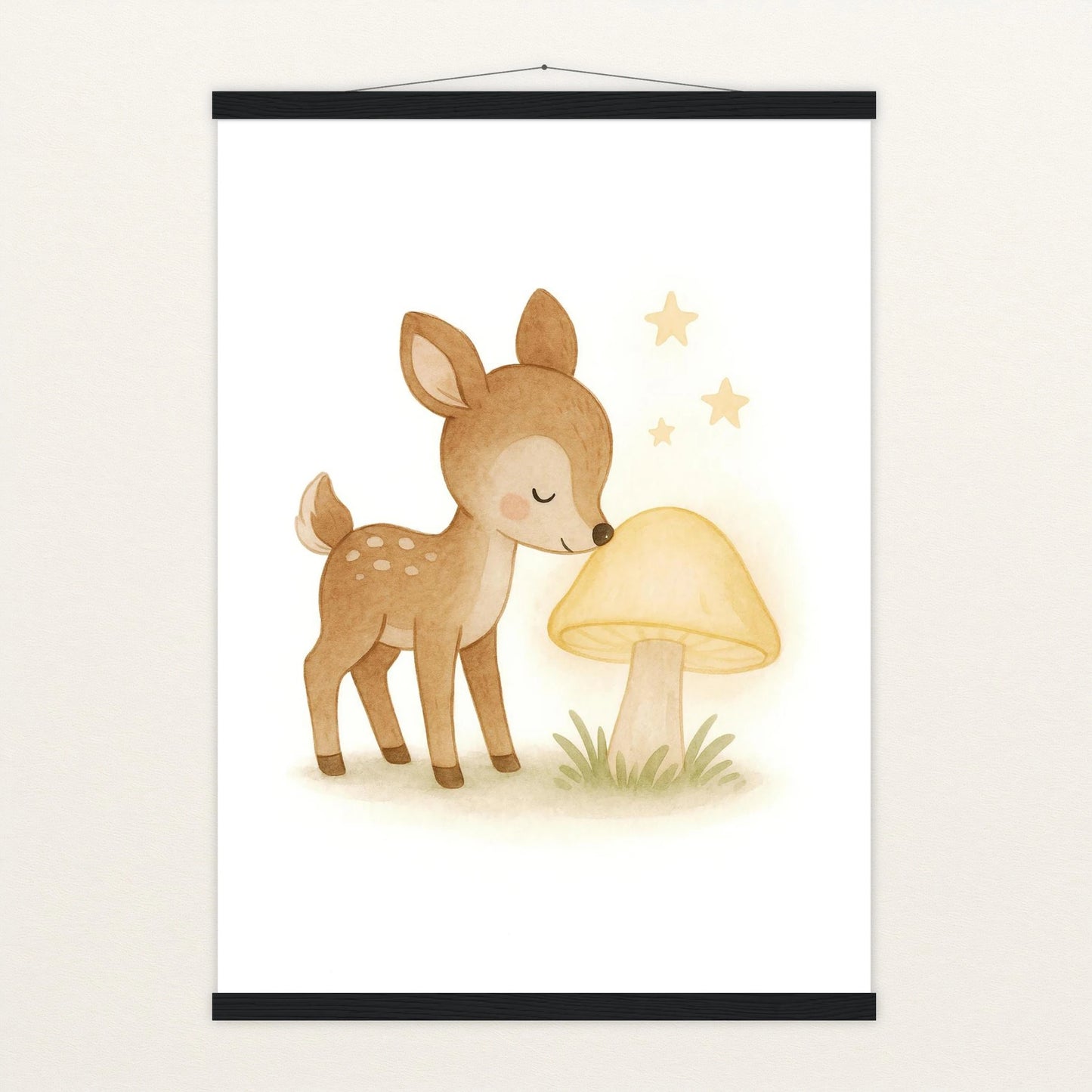 Ria das Reh - Motiv: "Leuchtpilz" Poster mit Leisten von tinylearner