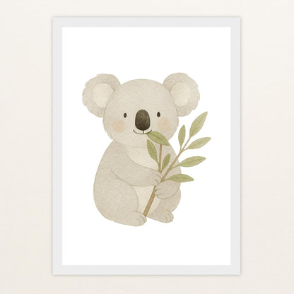 Kori der Koala - Motiv: "Eukalyptus" Poster mit Holzrahmen von tinylearner