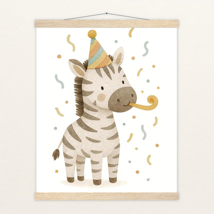 Zinni das Zebra - Motiv: "Party" Poster mit Leisten von tinylearner