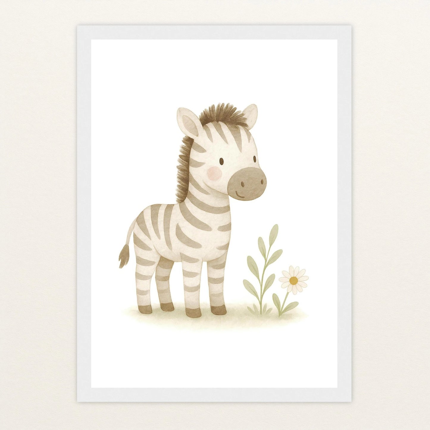 Zinni das Zebra Poster mit Holzrahmen von tinylearner