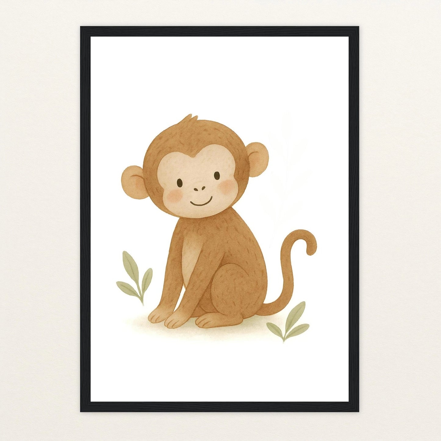 Aki der Affe Poster mit Holzrahmen von tinylearner